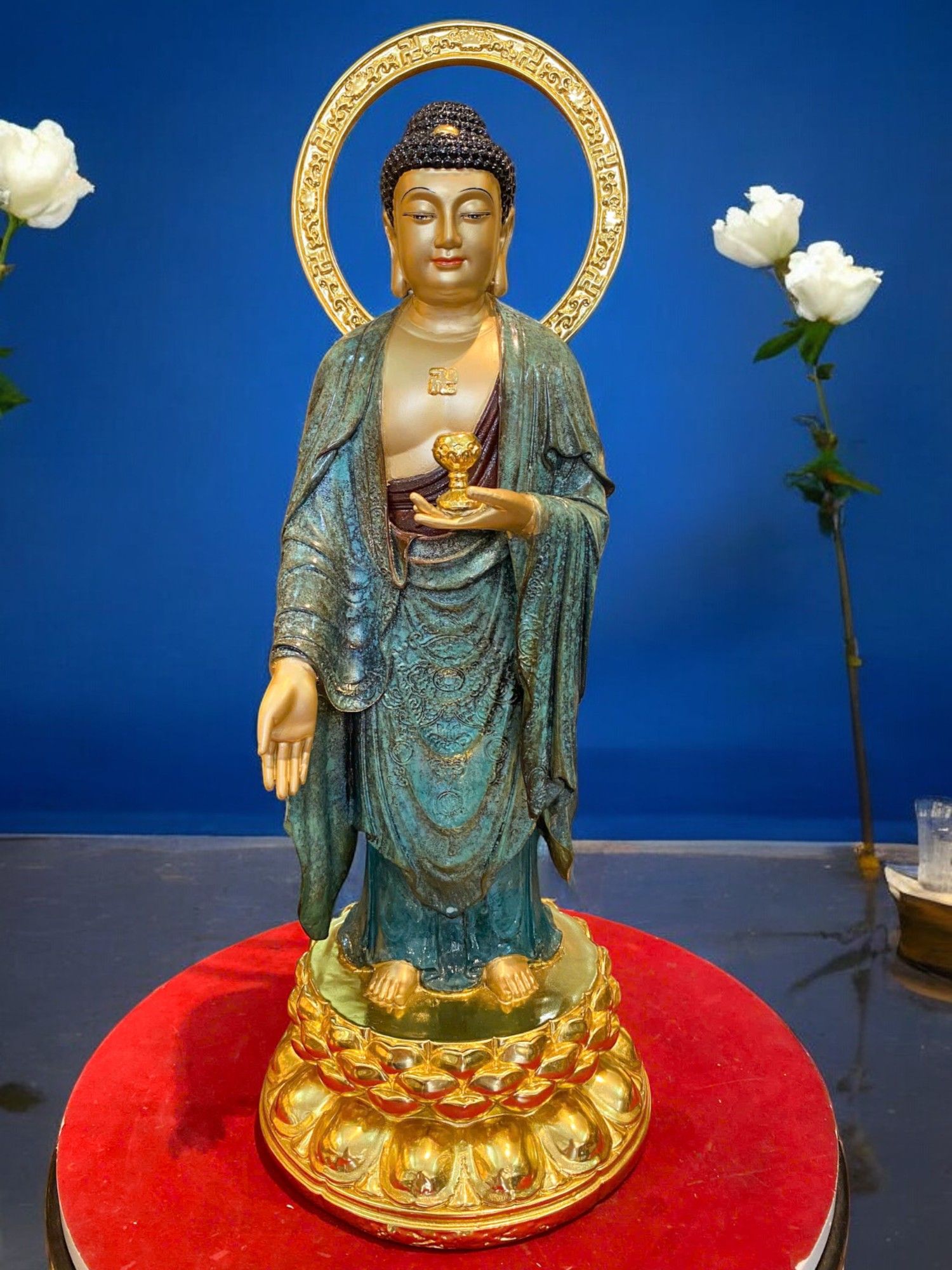 Tượng A Di Đà bằng đồng cao 45cm