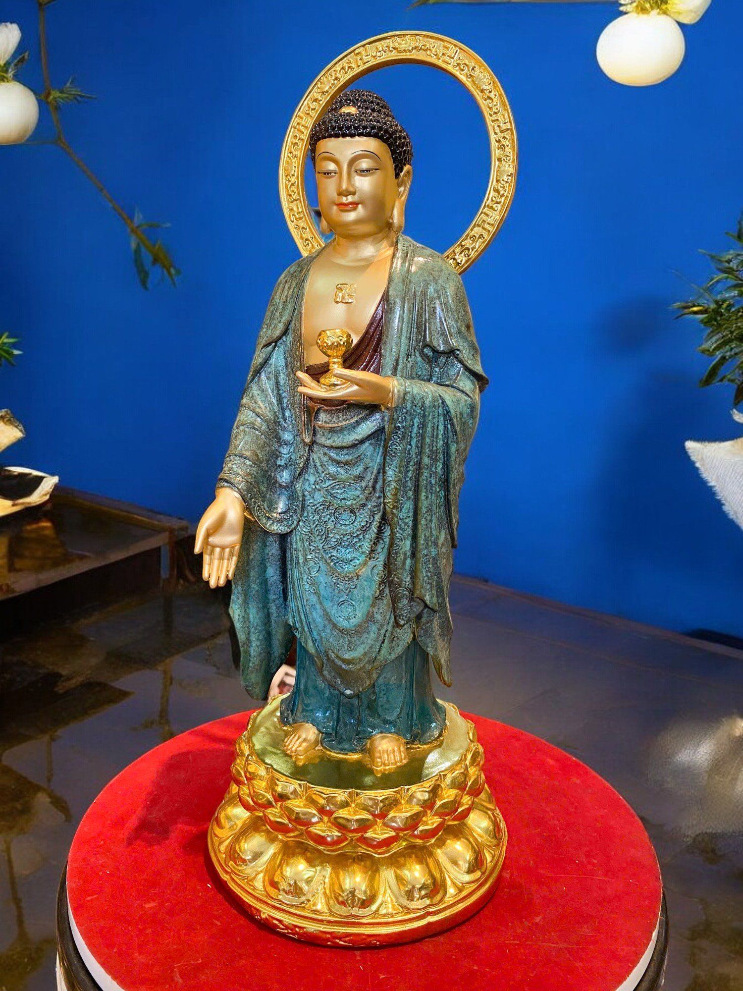 Tượng A Di Đà bằng đồng cao 45cm