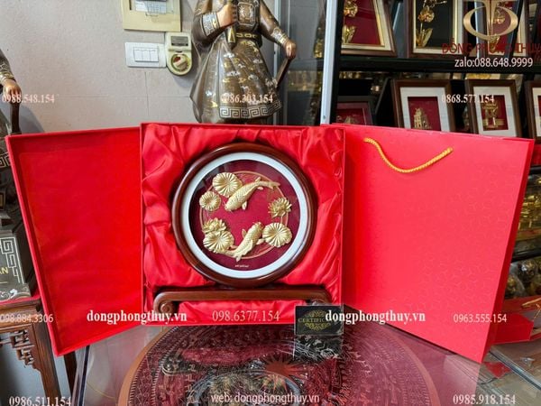 Tranh hoa sen mạ vàng 24k 33x33cmx5,6cm