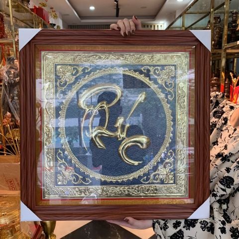 Tranh chữ phúc nền xám 56x56cm