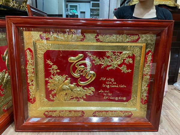 Tranh mạ vàng 24k chữ Tâm 80*107cm