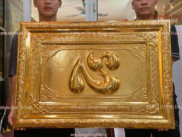 Tranh mạ vàng 24k chữ TÂM 68*86