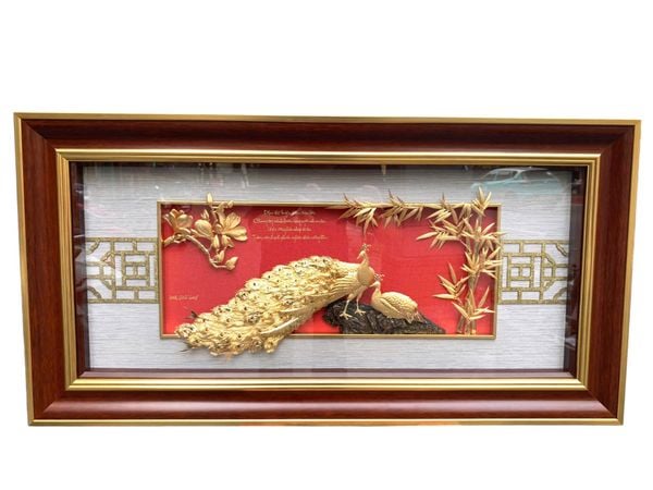 Tranh phu thê viên mãn mạ vàng 24k 42x81cm