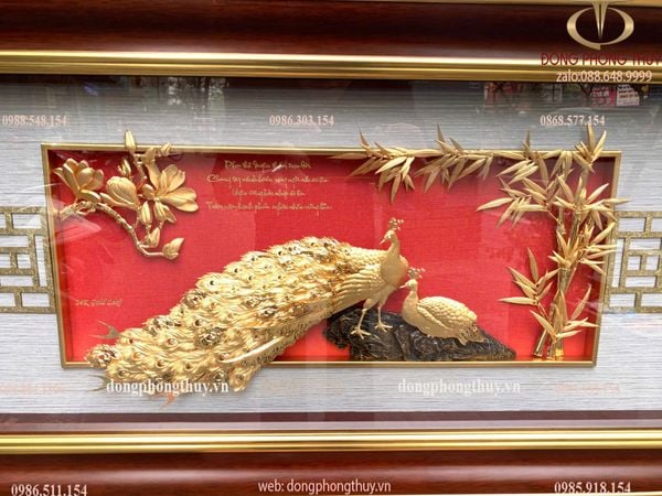 Tranh phu thê viên mãn mạ vàng 24k 42x81cm