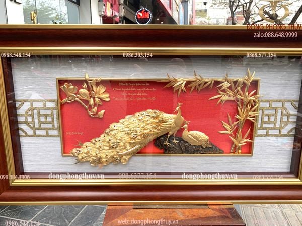 Tranh phu thê viên mãn mạ vàng 24k 42x81cm