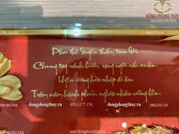 Tranh phu thê viên mãn mạ vàng 24k 42x81cm