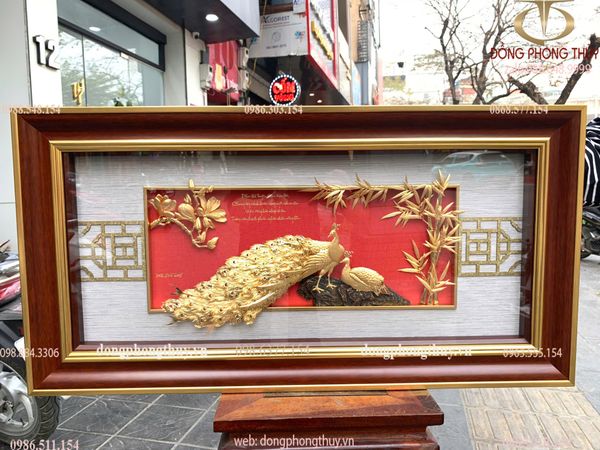 Tranh phu thê viên mãn mạ vàng 24k 42x81cm