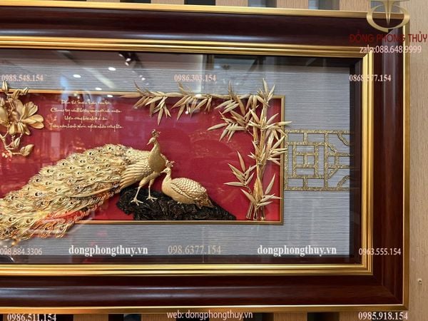 Tranh phu thê viên mãn mạ vàng 24k 42x81cm