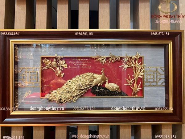 Tranh phu thê viên mãn mạ vàng 24k 42x81cm