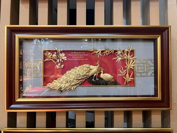 Tranh phu thê viên mãn mạ vàng 24k 42x81cm