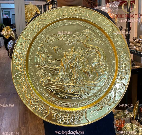 Tranh mâm dát vàng Tam Đa Phúc Lộc Thọ