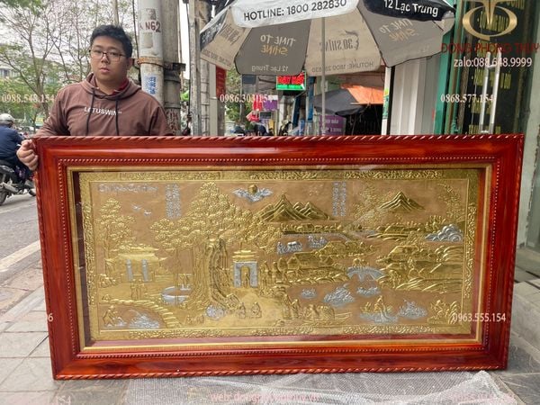 Tranh đồng quê mạ vàng 24k
