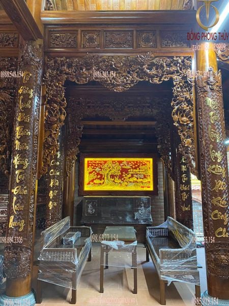 Tranh mạ vàng - Tranh treo phòng khách dát vàng 24k