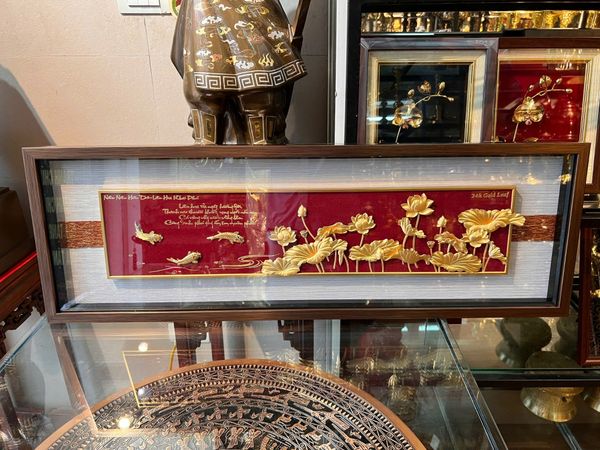 Tranh hoa sen mạ vàng 24k 29x87cm