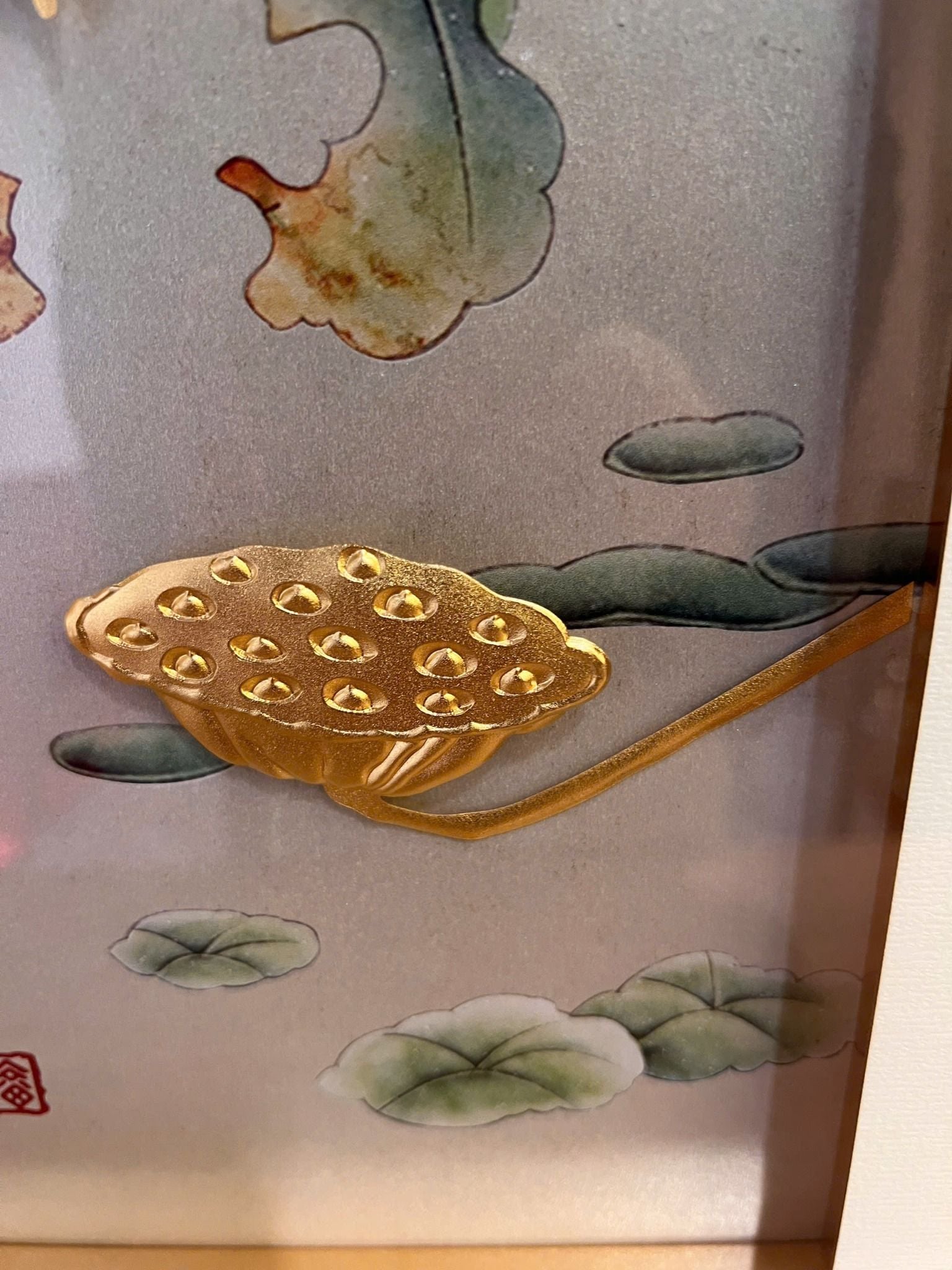 Tranh hoa sen mạ vàng 24k - Kim Liên Tước Vũ 40x65cm