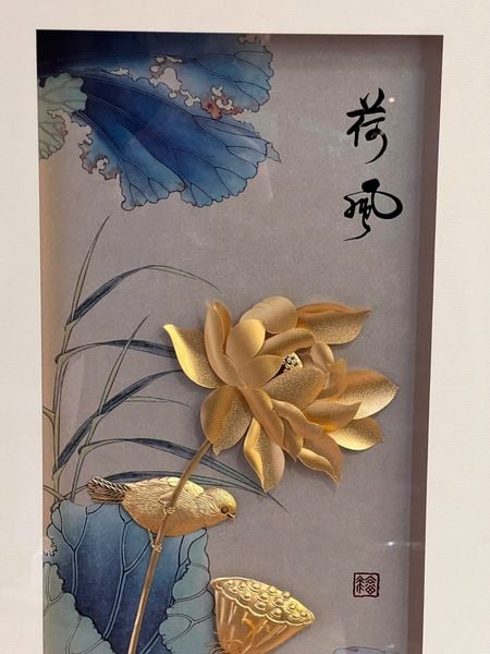 Tranh hoa sen mạ vàng 24k - Tước Lạc Liên Hoa 40x65cm