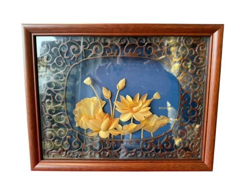 Tranh hoa sen mạ vàng 24k 32x25cm