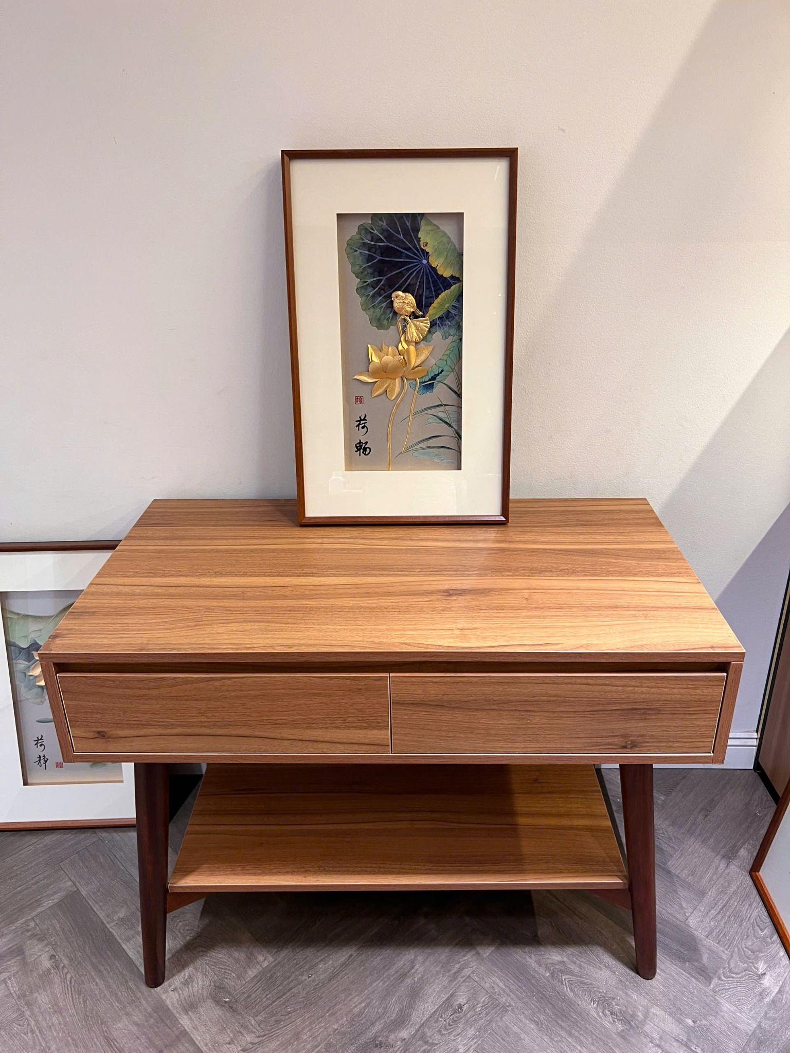 Tranh hoa sen mạ vàng 24k - Kim Liên Tước Vũ 40x65cm