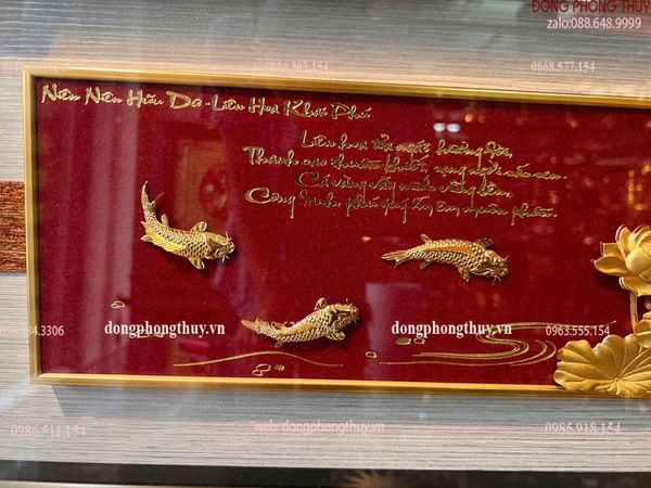 Tranh hoa sen mạ vàng 24k 29x87cm