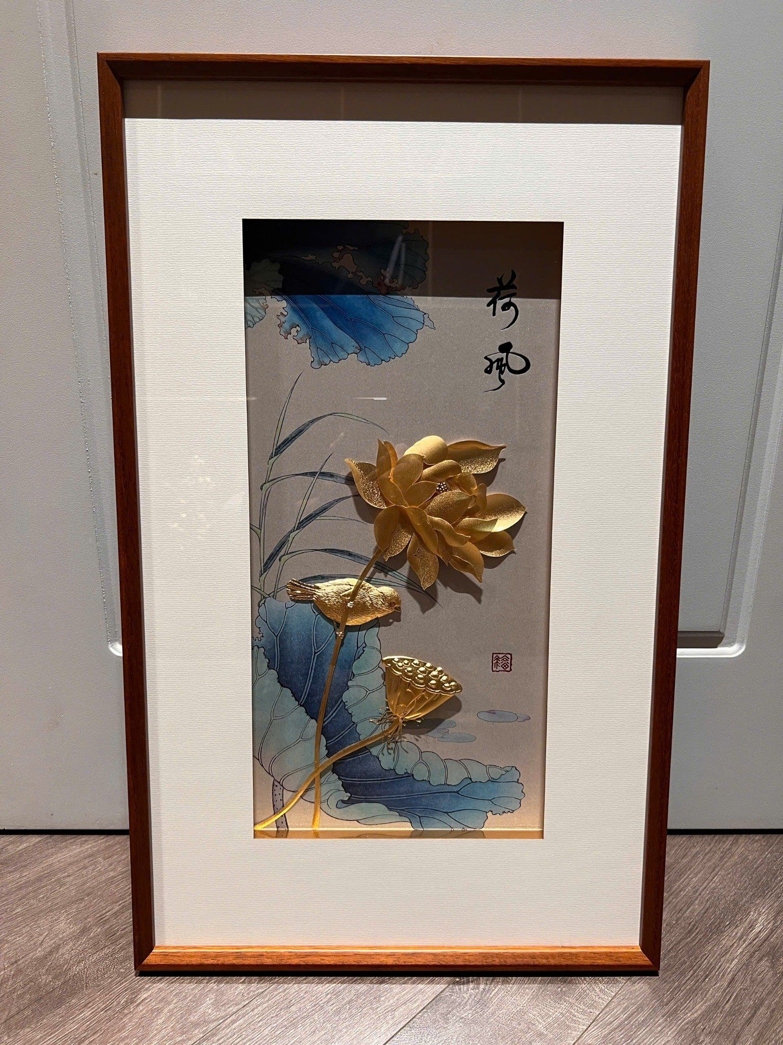 Tranh hoa sen mạ vàng 24k - Tước Lạc Liên Hoa 40x65cm