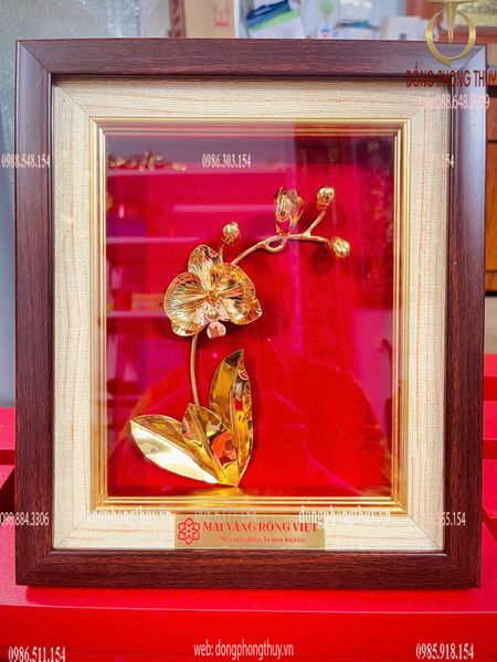 Tranh hoa lan mạ vàng 24k 24x28cm