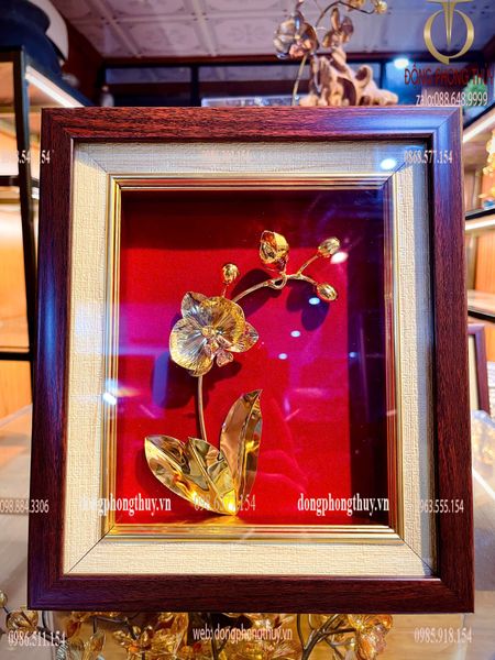 Tranh hoa lan mạ vàng 24k 24x28cm
