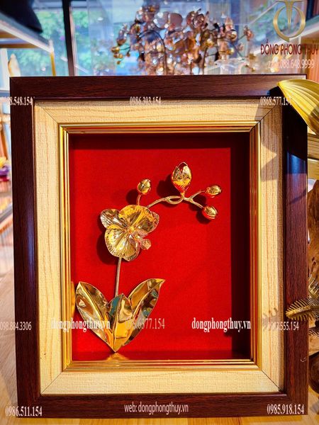 Tranh hoa lan mạ vàng 24k 24x28cm