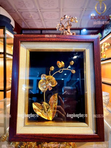 Tranh hoa lan mạ vàng 24k 24x28cm