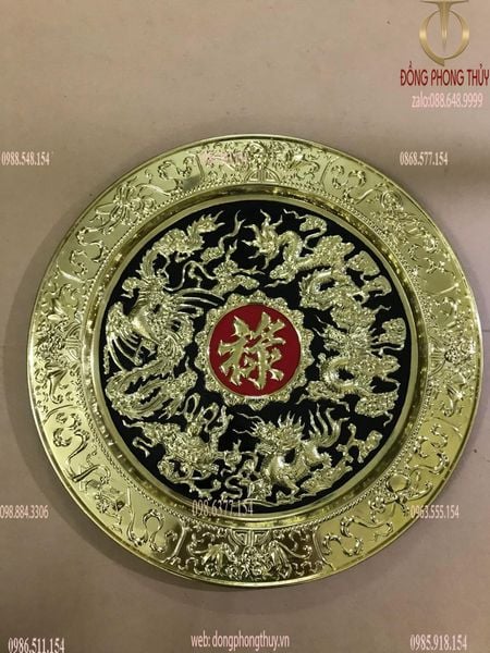 Tranh mâm bằng đồng nguyên chất thúc nổi thủ công