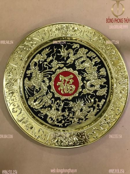 Tranh mâm bằng đồng nguyên chất thúc nổi thủ công