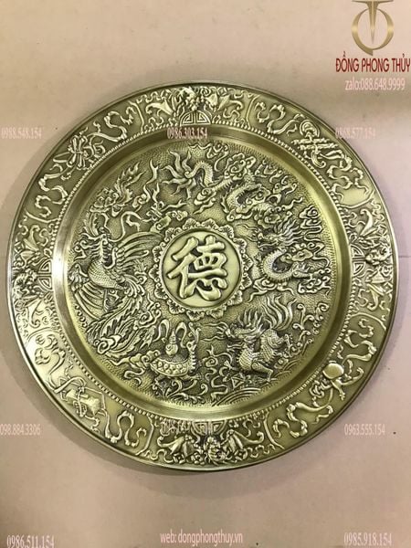 Tranh mâm bằng đồng nguyên chất thúc nổi thủ công