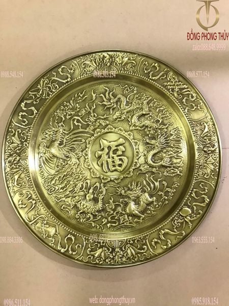 Tranh mâm bằng đồng nguyên chất thúc nổi thủ công