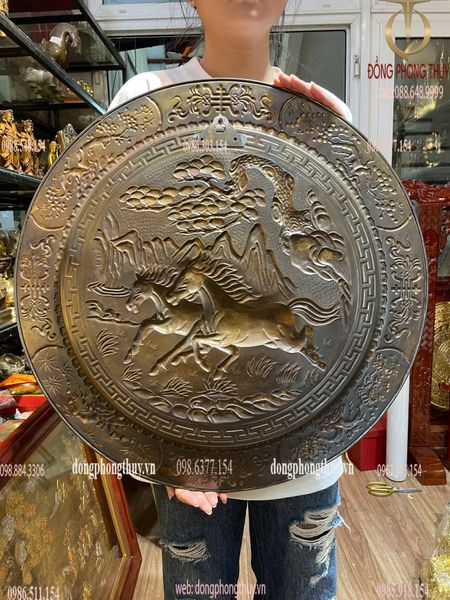 Tranh mã đáo thành công 57cm bằng đồng