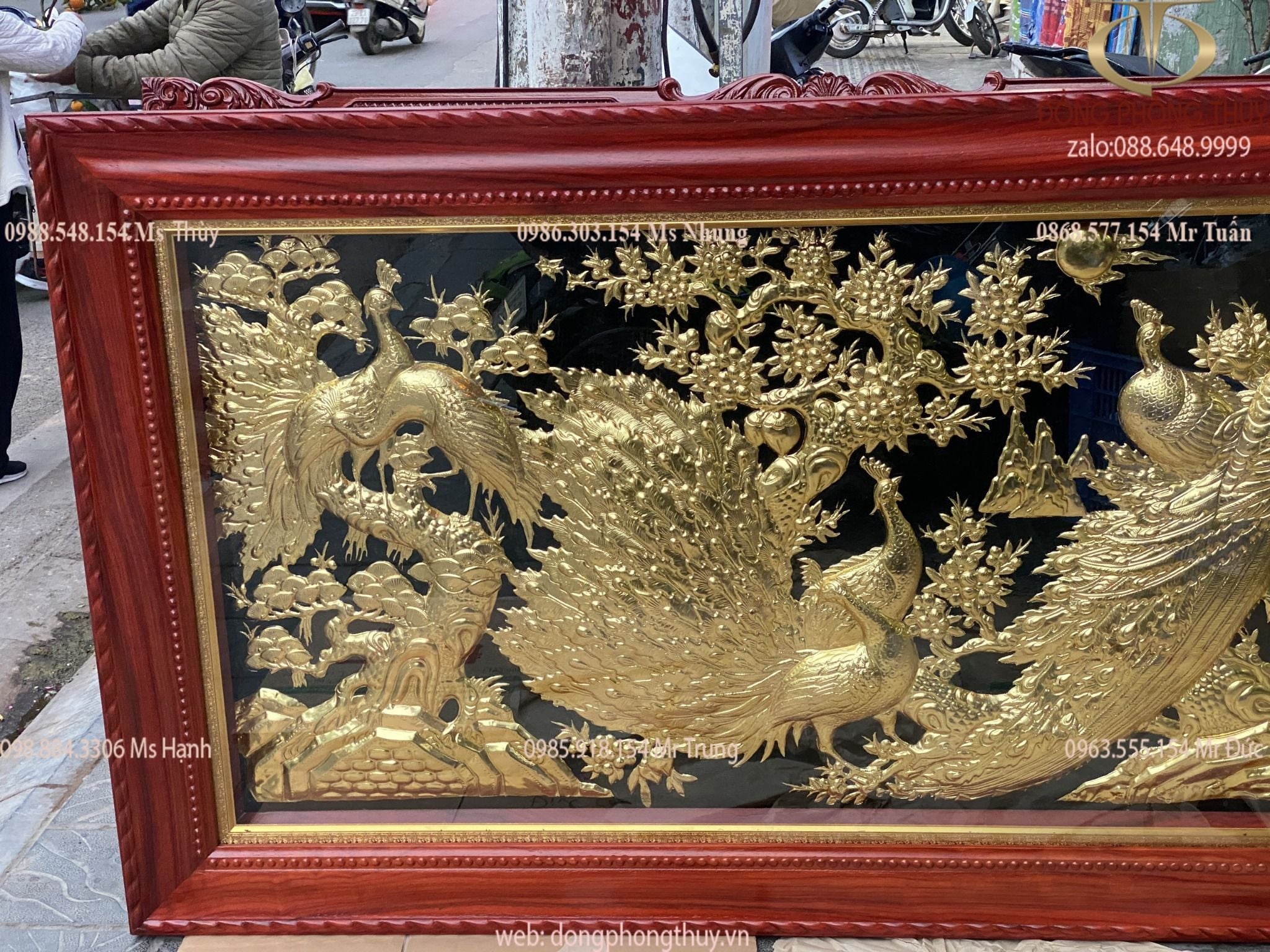 TRANH NGỌC ĐƯỜNG PHÚ QUÝ 1M2X2M3 KHUNG GỖ HƯƠNG DÁT VÀNG 24K