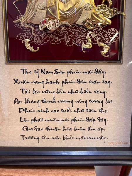 Tranh ông Thọ dát vàng 24k