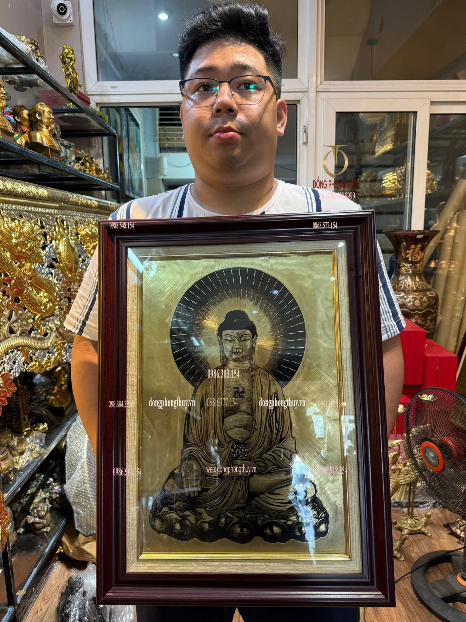 Tranh phật A Di Đà bằng đồng