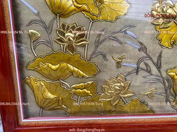 Tranh hoa sen mạ vàng 1m39*88cm