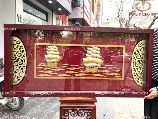 Tranh thuyền buồm mạ vàng 24k 60x126cm