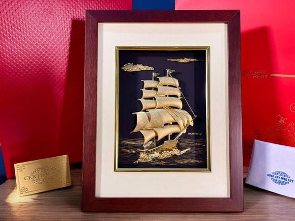 Tranh thuyền buồm mạ vàng 25*32