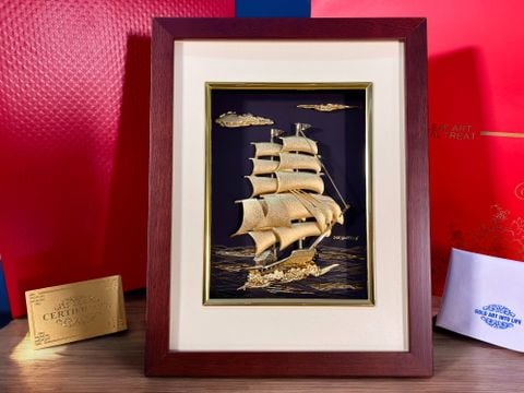 Tranh thuyền buồm mạ vàng 25*32