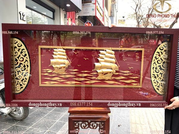 Tranh thuyền buồm mạ vàng 24k 60x126cm