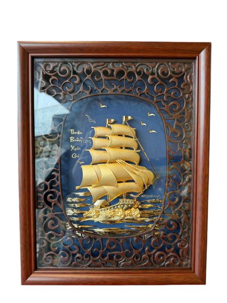 Tranh thuyền buồm mạ vàng 24k 25x32cm