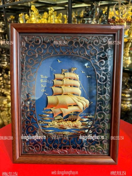 Tranh thuyền buồm mạ vàng 24k 25x32cm