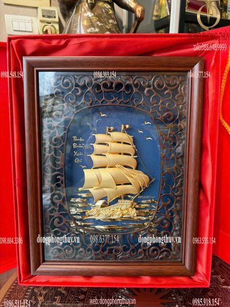 Tranh thuyền buồm mạ vàng 24k 25x32cm