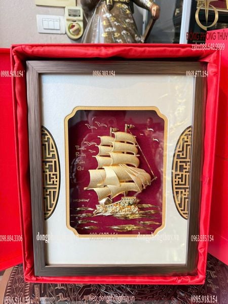 Tranh thuyền buồm mạ vàng 24k 26x33cm