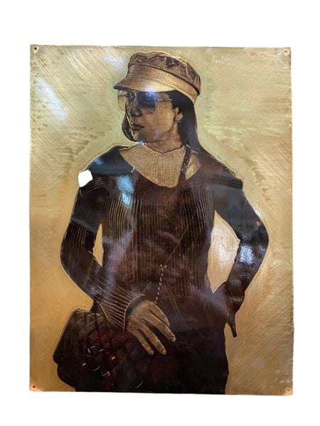 Tranh xước truyền thần bằng đồng 30*40cm