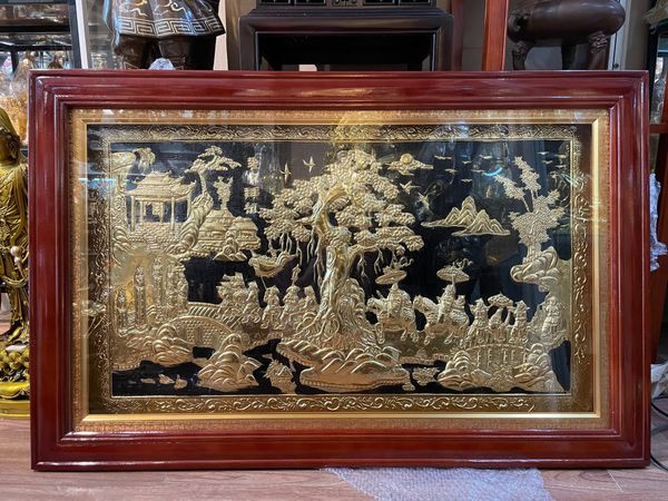 Tranh vinh quy bái tổ 74x114cm