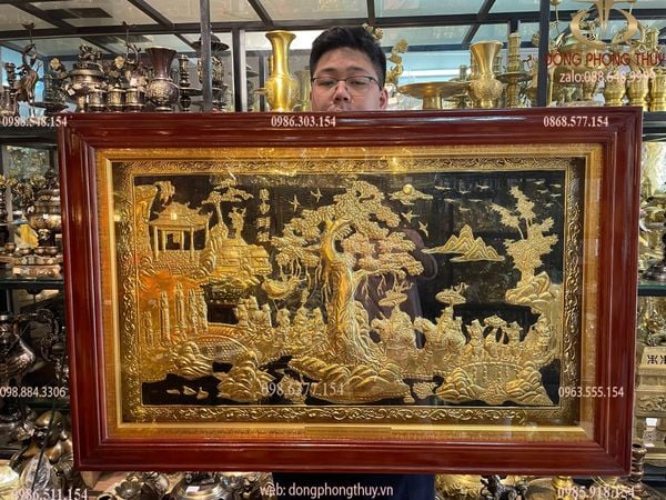 Tranh vinh quy bái tổ 74x114cm