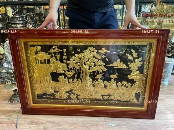 Tranh vinh quy bái tổ 74x114cm