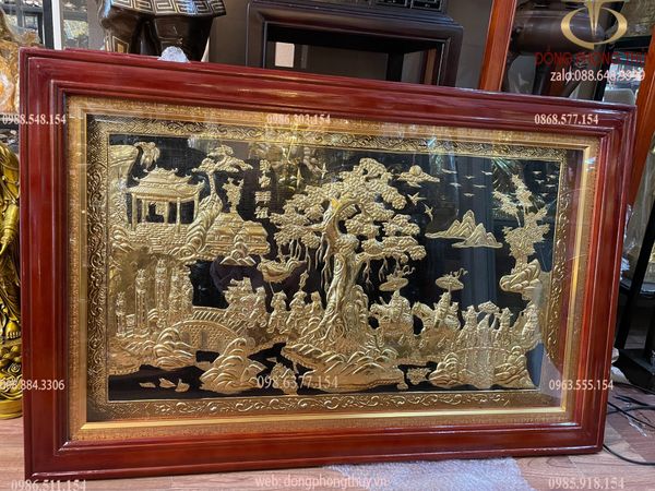 Tranh vinh quy bái tổ 74x114cm